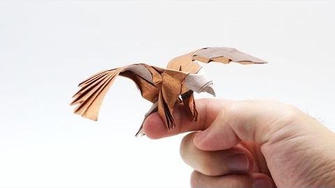 折纸,做一个雄鹰展翅放在书桌前,好有寓意,励志